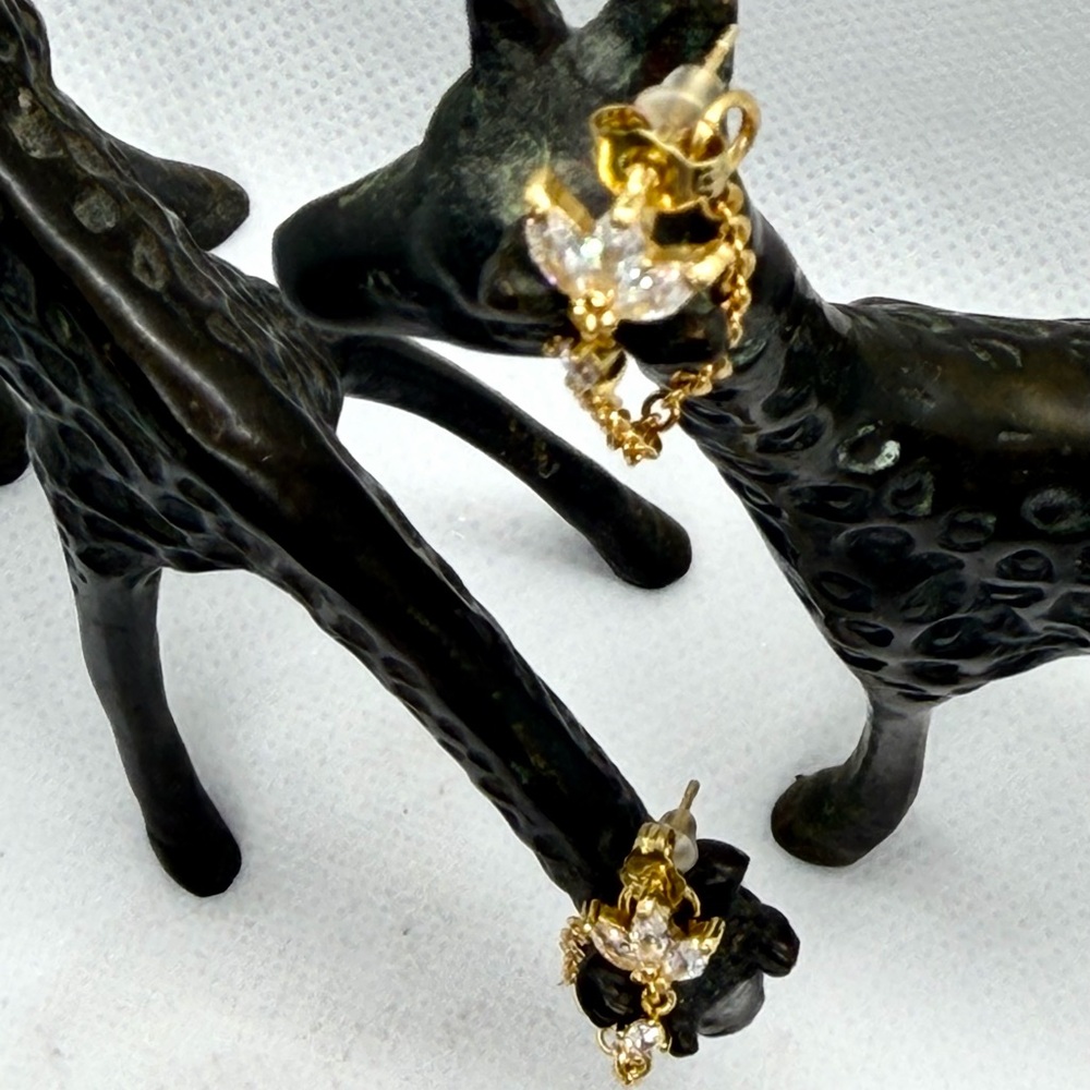 Gold Toned Floral Drop Earrings
